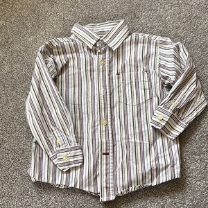 Striped Kids Shirt - White and Brown